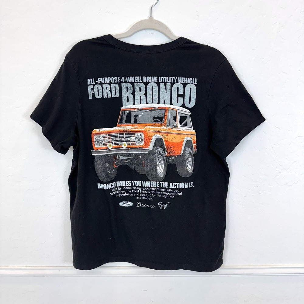 Mens Ford Bronco T Shirt Black Graphic Print Short‎ Sleeve Casual Top Size XL